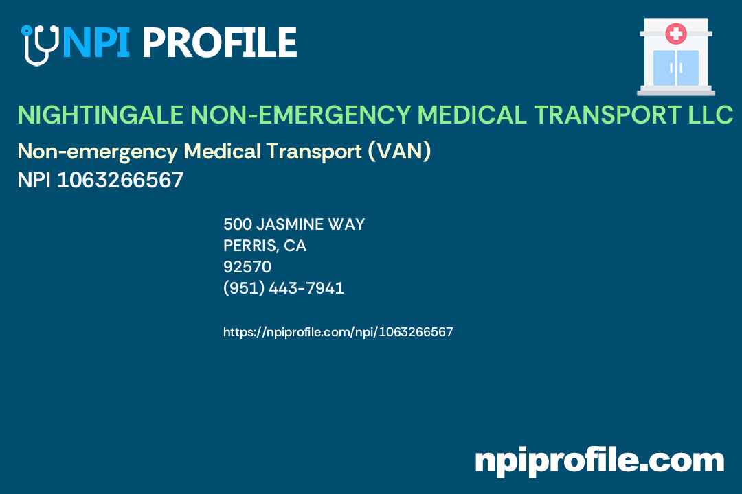 NIGHTINGALE NONEMERGENCY MEDICAL TRANSPORT LLC, NPI 1063266567 Non