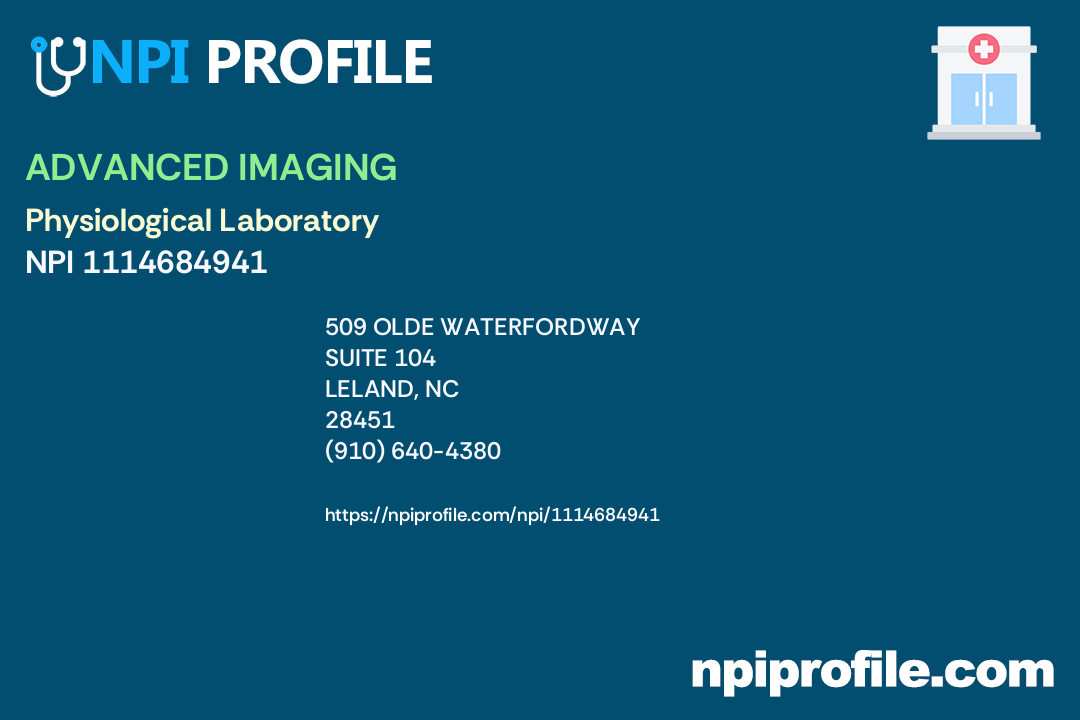 ADVANCED IMAGING, NPI 1114684941 Physiological Laboratory in Leland, NC