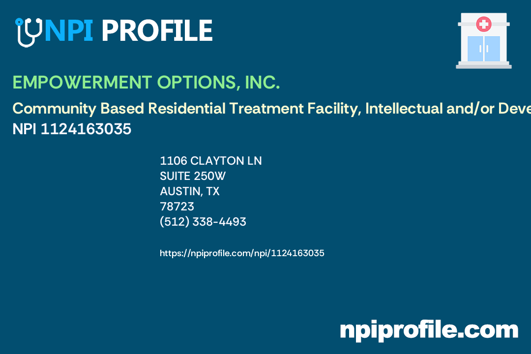 EMPOWERMENT OPTIONS, INC., NPI 1124163035 Community Based Residential