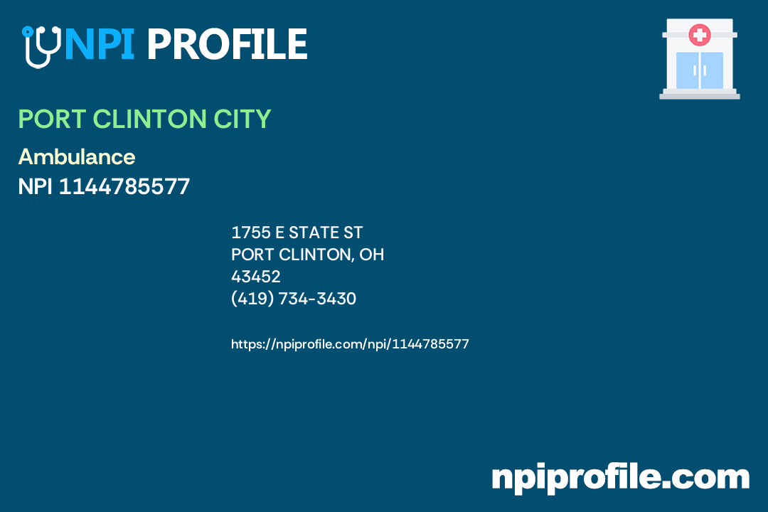 PORT CLINTON CITY, NPI 1144785577 Ambulance in Port Clinton, OH