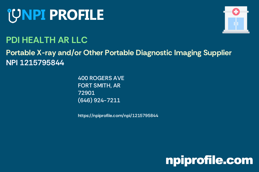 PDI HEALTH AR LLC, NPI 1215795844 Portable Xray and/or Other