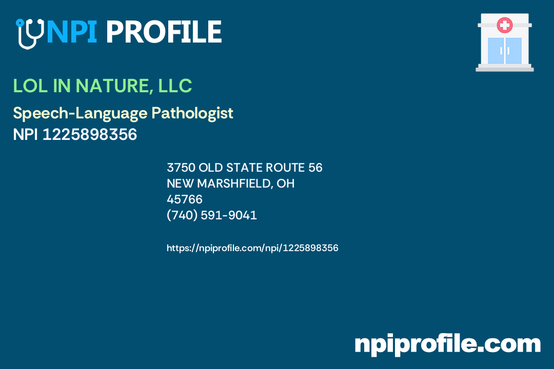 LOL IN NATURE, LLC, NPI 1225898356 SpeechLanguage Pathologist in New