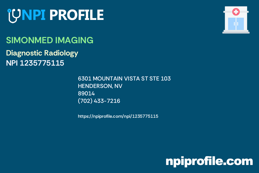 SIMONMED IMAGING, NPI 1235775115 Radiology in Henderson, NV