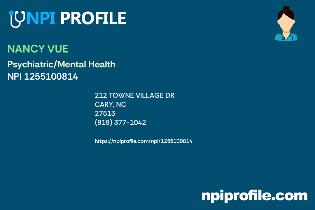 NANCY VUE, NPI 1255100814 Nurse Practitioner in Spencer, NC