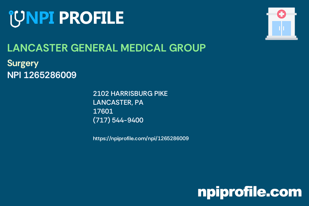 LANCASTER GENERAL MEDICAL GROUP, NPI 1265286009 Surgery in Lancaster, PA