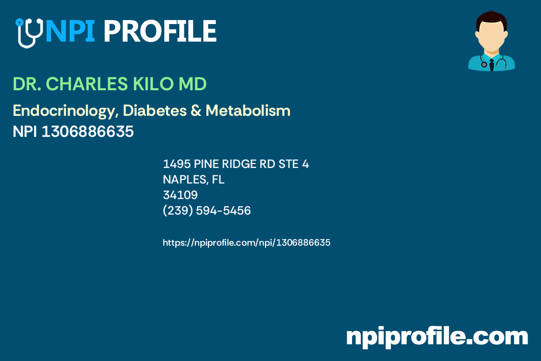 DR. CHARLES KILO MD, NPI 1306886635 Internal Medicine in Naples, FL