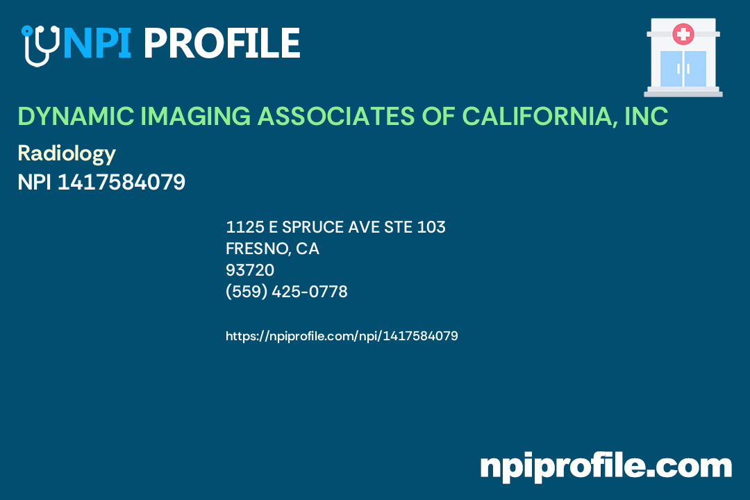 DYNAMIC IMAGING ASSOCIATES OF CALIFORNIA, INC, NPI 1417584079 Clinic