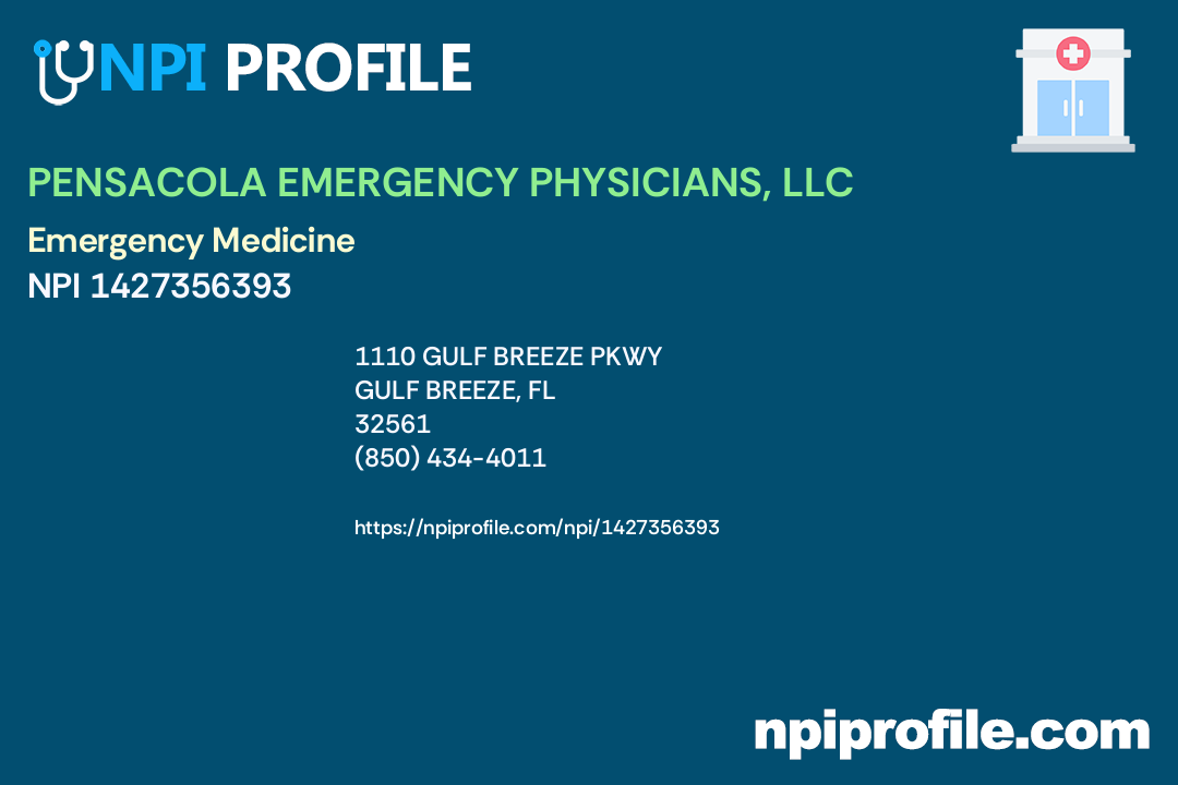 PENSACOLA EMERGENCY PHYSICIANS, LLC, NPI 1427356393 Emergency