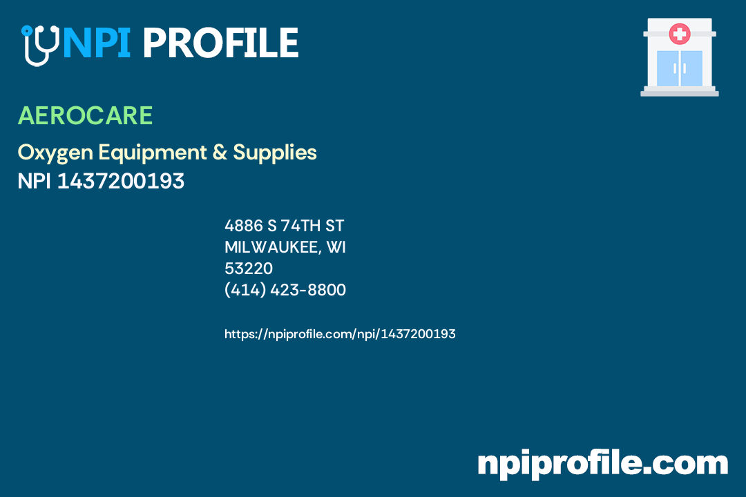 AEROCARE, NPI 1437200193 Durable Medical Equipment & Medical Supplies