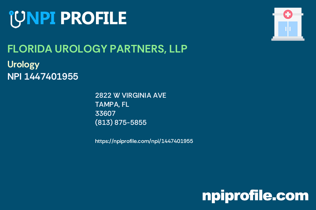 FLORIDA UROLOGY PARTNERS, LLP, NPI 1447401955 Urology in Tampa, FL