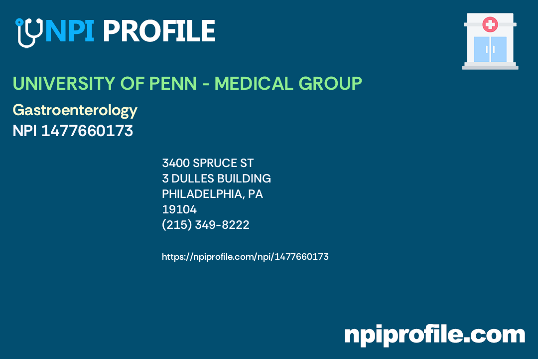 UNIVERSITY OF PENN MEDICAL GROUP, NPI 1477660173 Internal Medicine