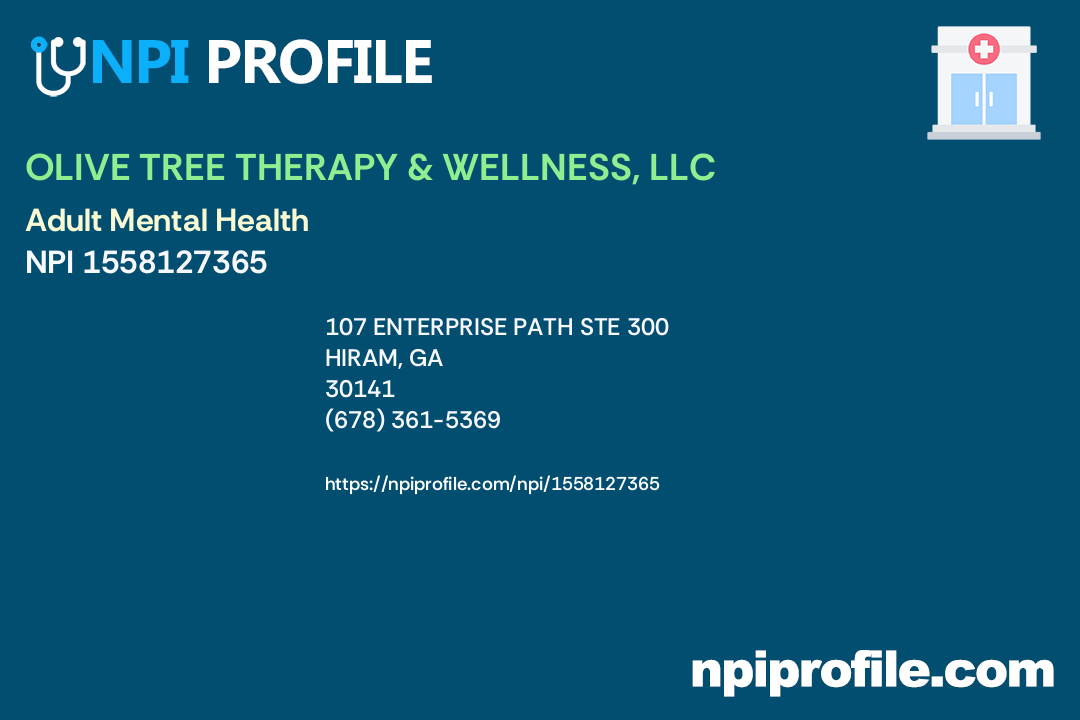 OLIVE TREE THERAPY & WELLNESS, LLC, NPI 1558127365 Clinic/Center in