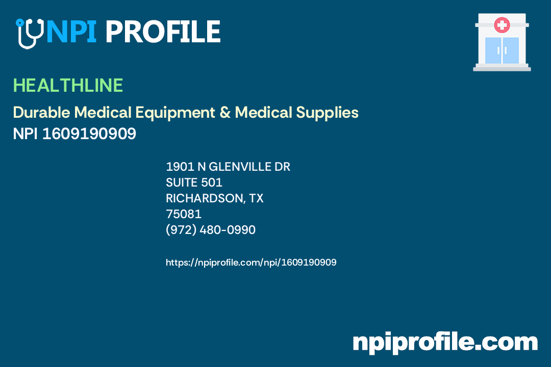 HEALTHLINE, NPI 1609190909 Durable Medical Equipment & Medical