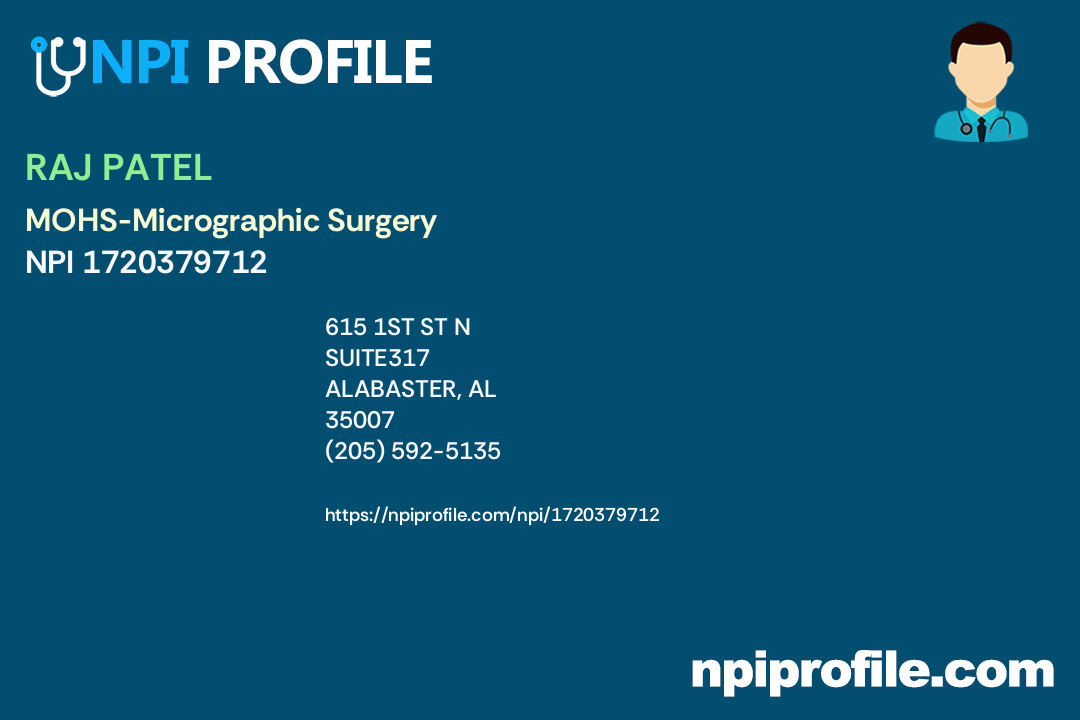 RAJ PATEL, NPI 1720379712 Dermatology in Alabaster, AL