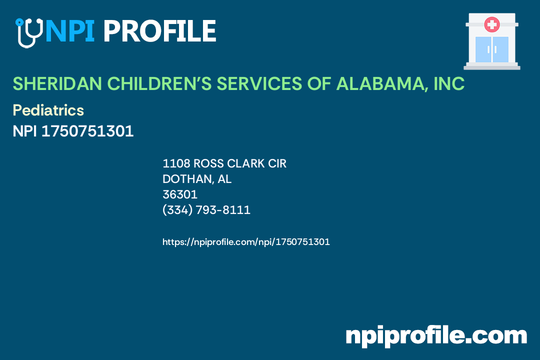 SHERIDAN CHILDREN'S SERVICES OF ALABAMA, INC, NPI 1750751301