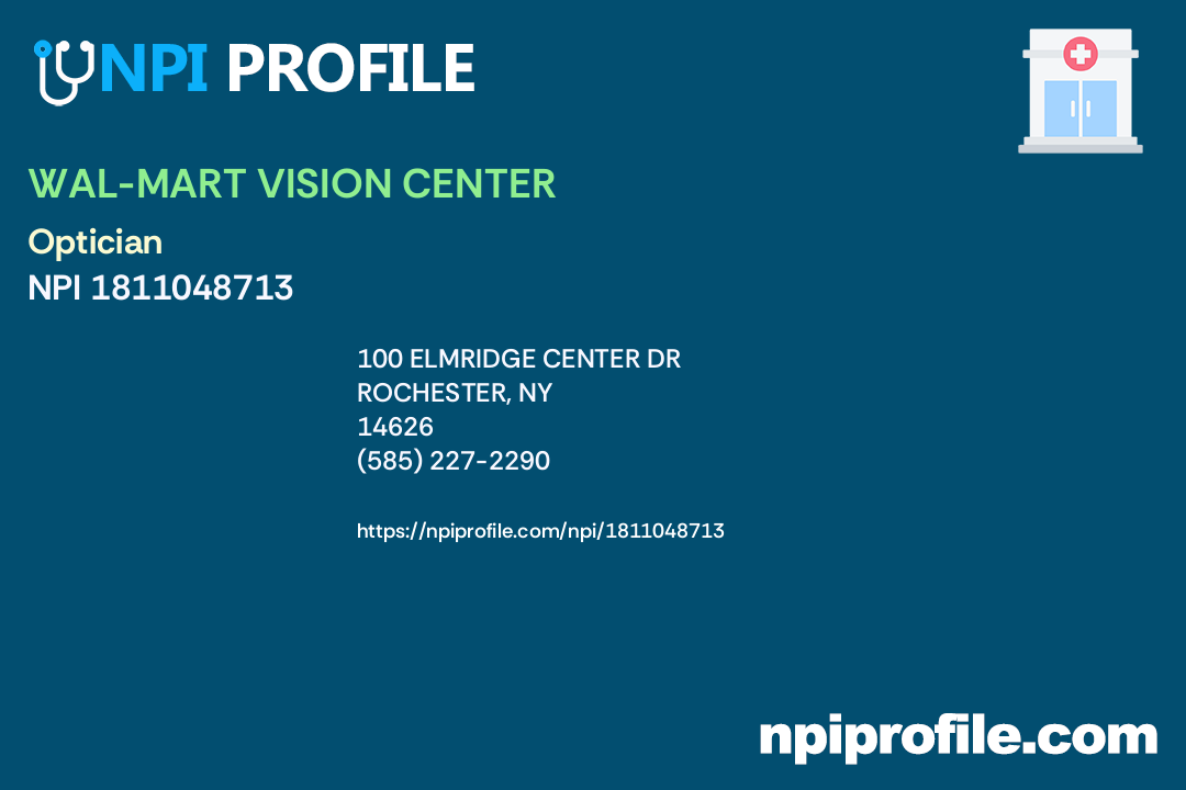 WALMART VISION CENTER, NPI 1811048713 Technician/Technologist in