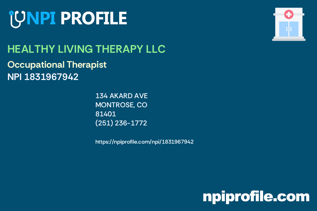 HEALTHY LIVING THERAPY LLC, NPI 1831967942 Occupational Therapist in