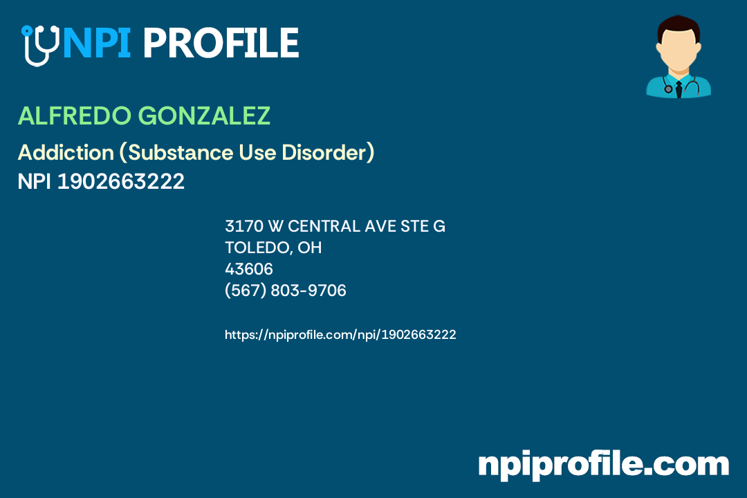 ALFREDO GONZALEZ, NPI 1902663222 Counselor in Toledo, OH