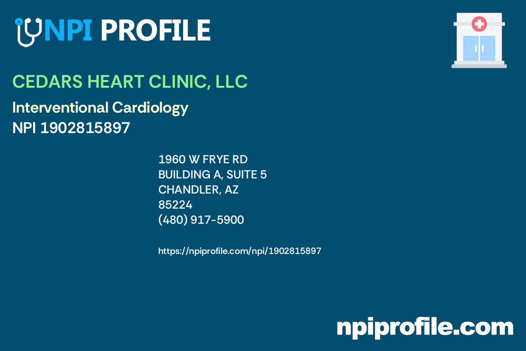 CEDARS HEART CLINIC, LLC, NPI 1902815897 Internal Medicine in