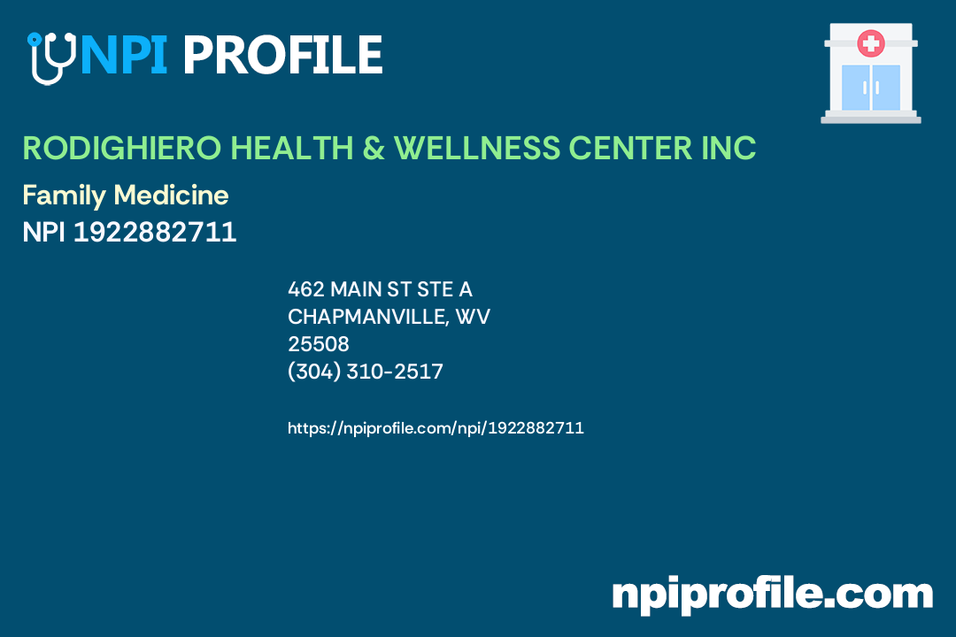 RODIGHIERO HEALTH & WELLNESS CENTER INC, NPI 1922882711 Family
