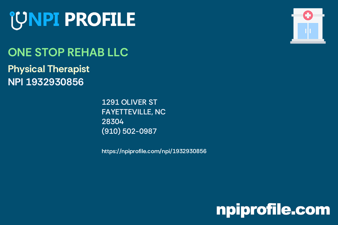 ONE STOP REHAB LLC - NPI 1932930856 - Physical Therapist in ...