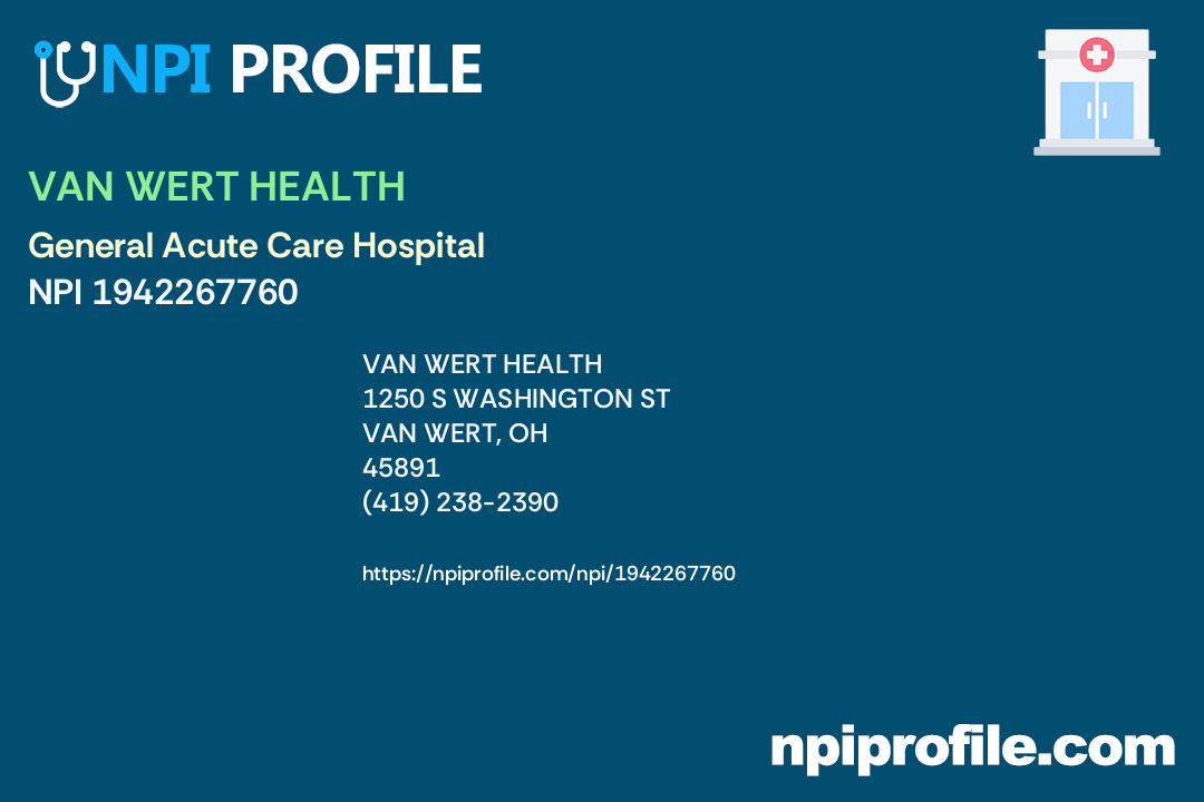 VAN WERT HEALTH, NPI 1942267760 General Acute Care Hospital in Van