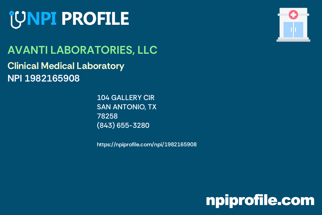 AVANTI LABORATORIES, LLC, NPI 1982165908 Clinical Medical Laboratory